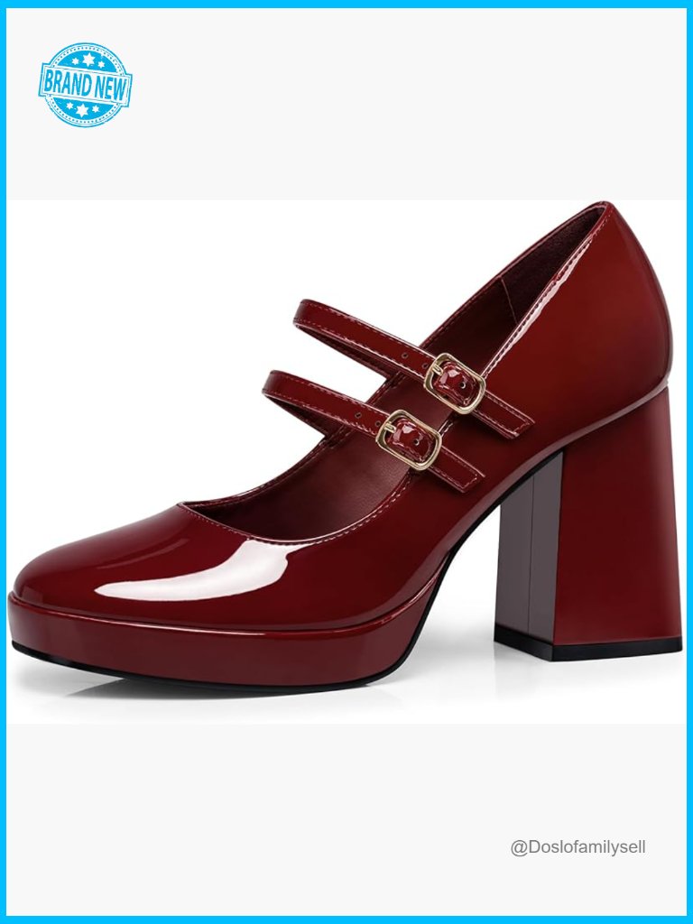Chunky Heel Mary Jane Pumps Elegant Platform Dress Shoes Formal Wedding